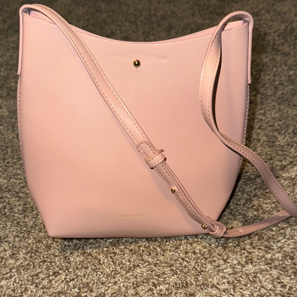 Samara Bags medium crossbody bag in peony pink vegan leather & vegan suede - EUC - Picture 1 of 13